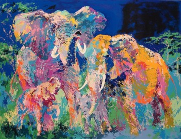 Elephant Painting - abstract Elephant Family